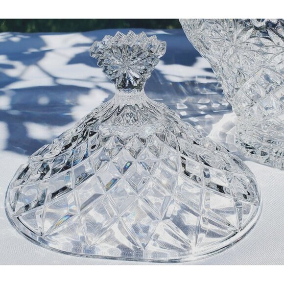 Crystal Clear Brussels Lidded Candy Dish 7.25" vanity trinket Bowl - Picture 8 of 8